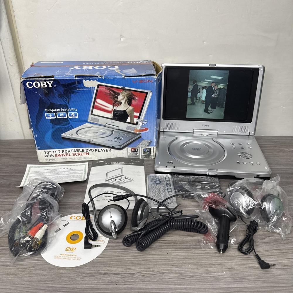 Coby DVD Player TF-DVD1021 Complete With Accessories Manual Box Tested